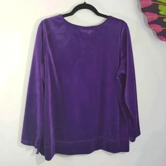 Woman Within Velvet Top Long Sleeve Royal Purple Soft Cozy - Picture 10 of 16